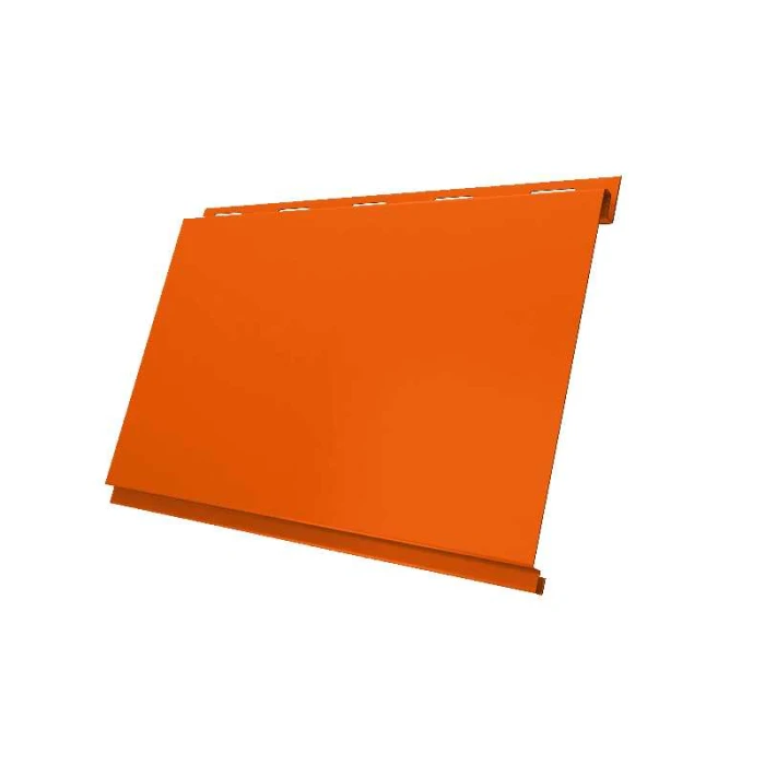 Металлический сайдинг Grand Line Вертикаль 0.45 мм classic PE с пленкой RAL 2004 оранжевый